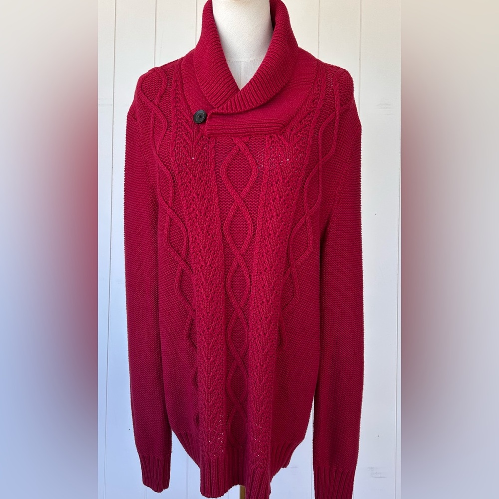 GAP Factory Women’s Cable Knit‎ Shawl Neck Sweater Cranberry Size Large
